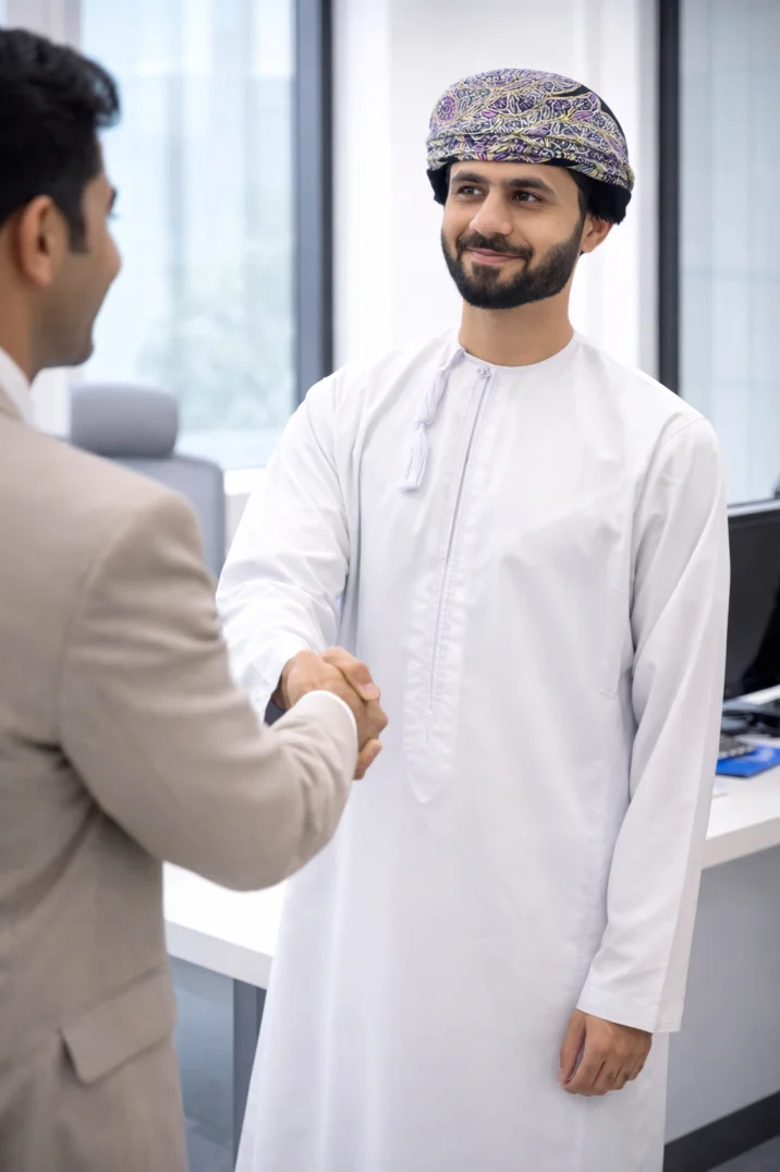 OSBIC Senior Omani PRO & Legal Consultant greeting investor